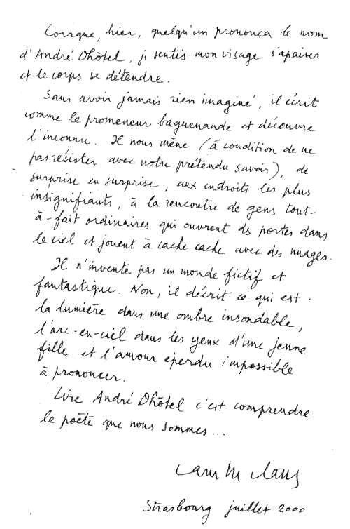 une lettre de Camille Claus